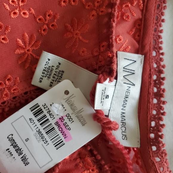 Neiman Marcus Embroidered Tie Neck Blouse - Picture 9 of 10